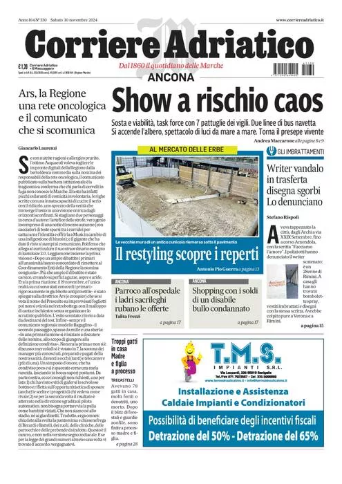 Prima-pagina-corriere adriatico-edizione-di-oggi-30-11-2024